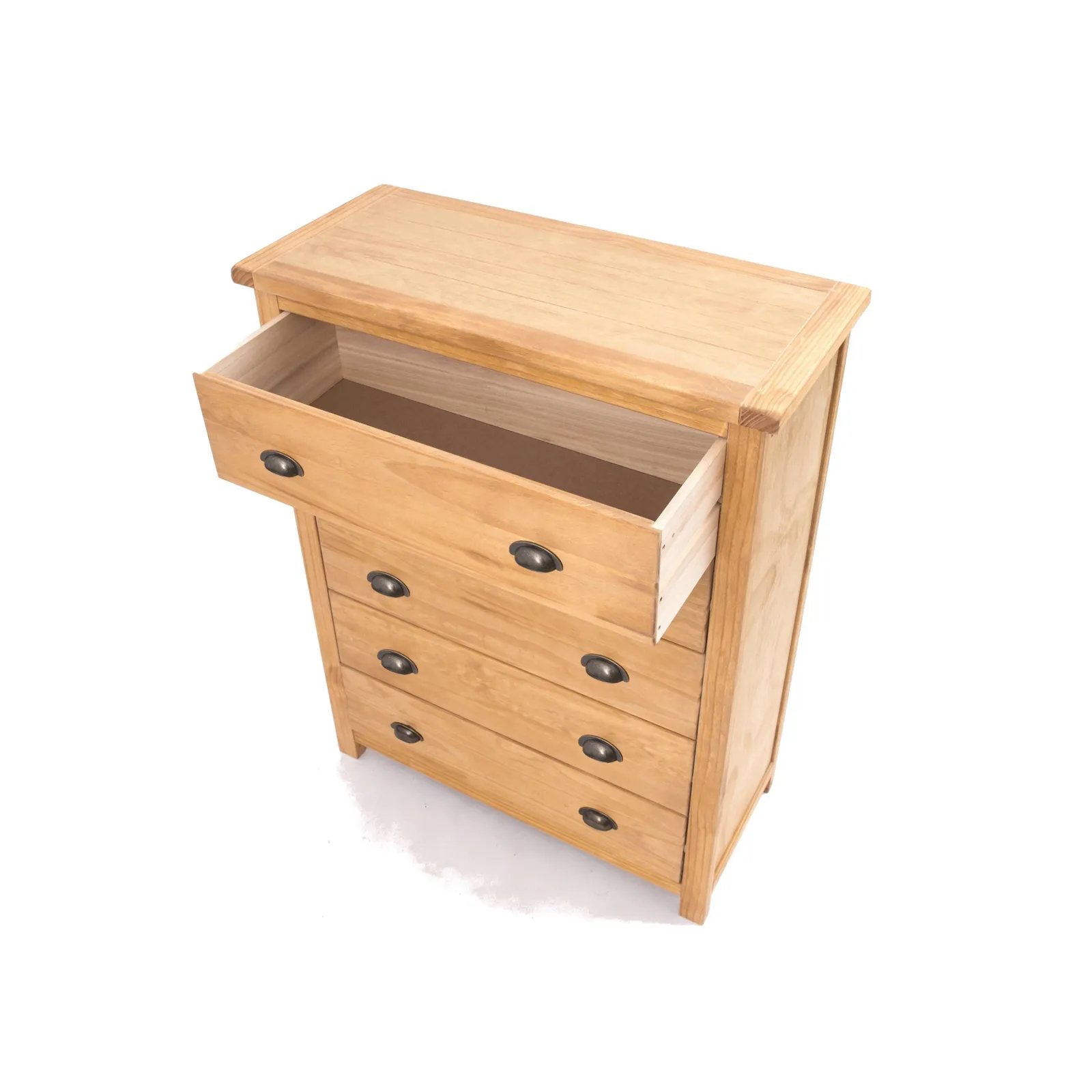Cabinet Bits Lugo 5 Drawer Chest of Drawers Brass Cup Handle in Light Brown 4