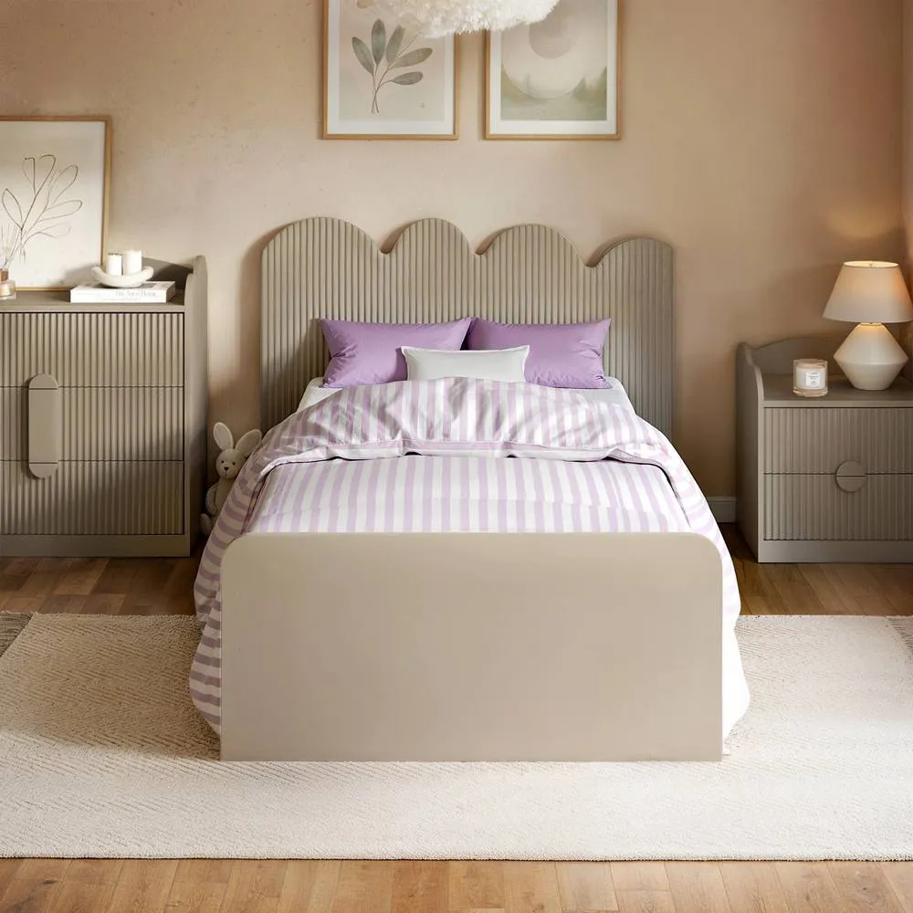 Flair Calista Ribbed Cloud Headboard Single Bed in Beige 2