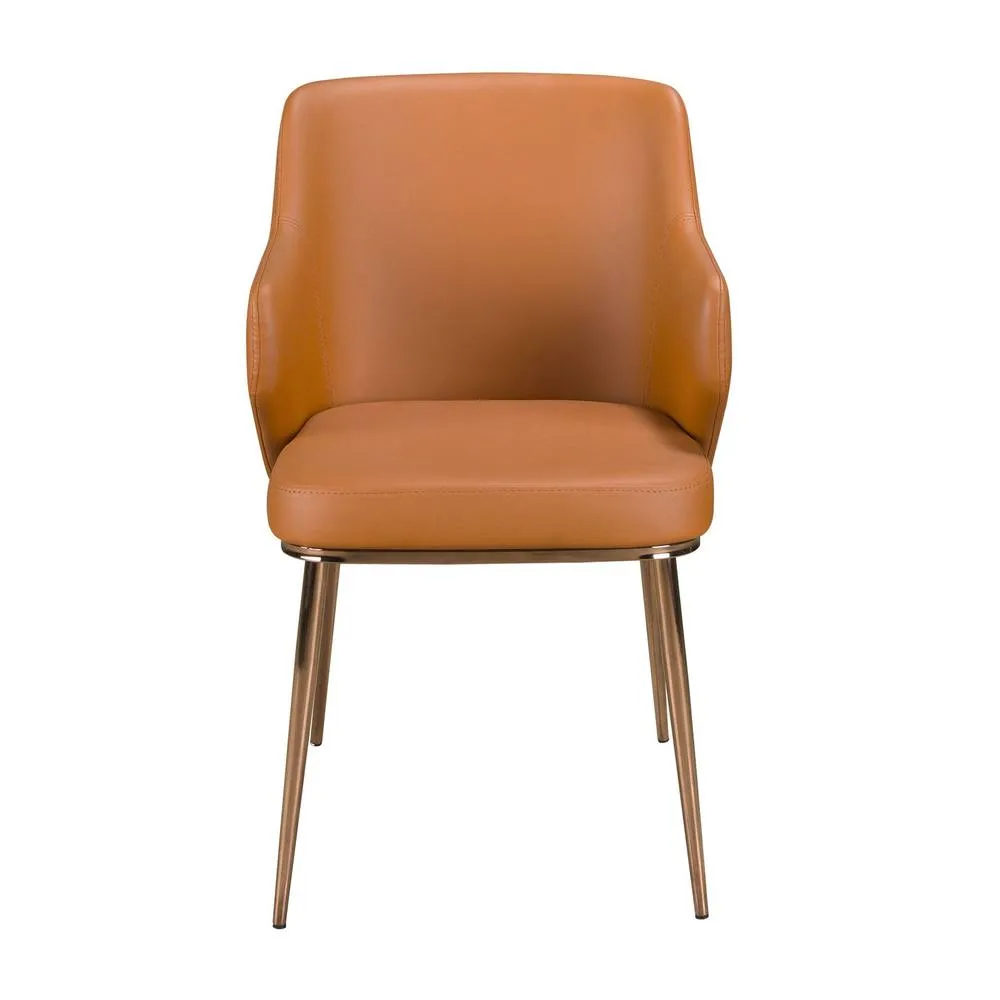 Angel Cerda Brown Leatherette Dining Chair with Armrests 2