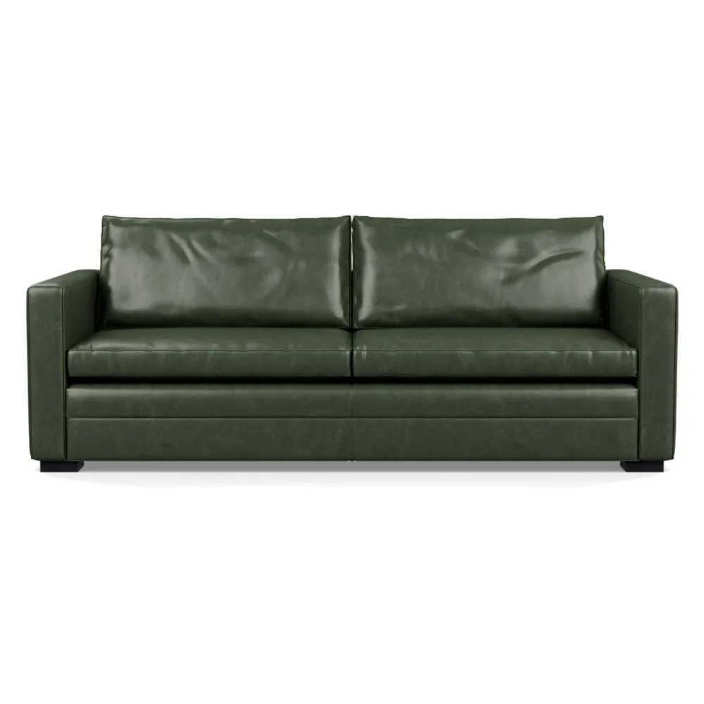 Heal's Palermo 4 Seater Sofa Stonewash Leather Vintage Green 278 Black Feet 1