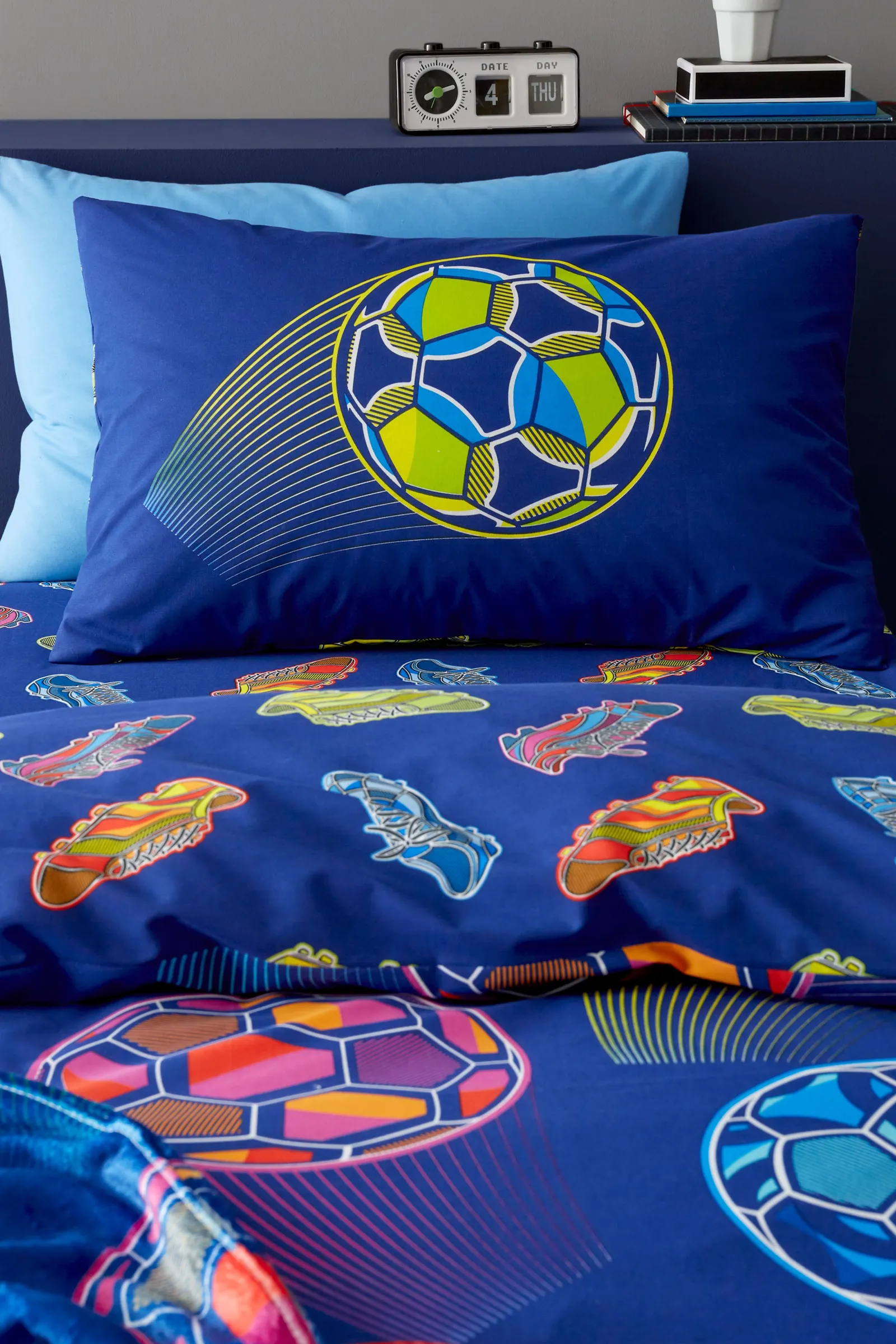 Catherine Lansfield 'Bright Football' Reversible Duvet Cover Set in Navy 3