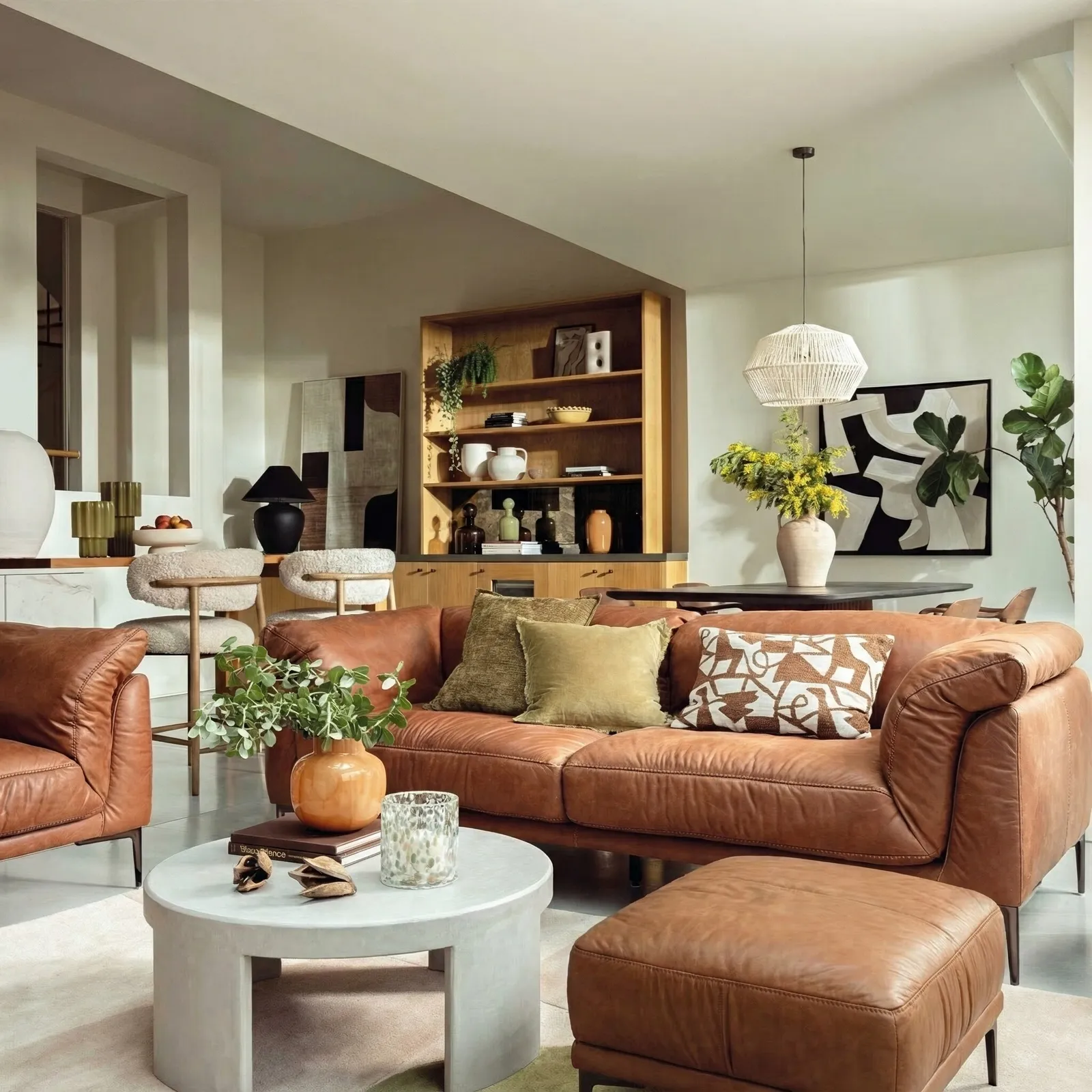 Epping Footstool, Brown Leather | Barker & Stonehouse 2