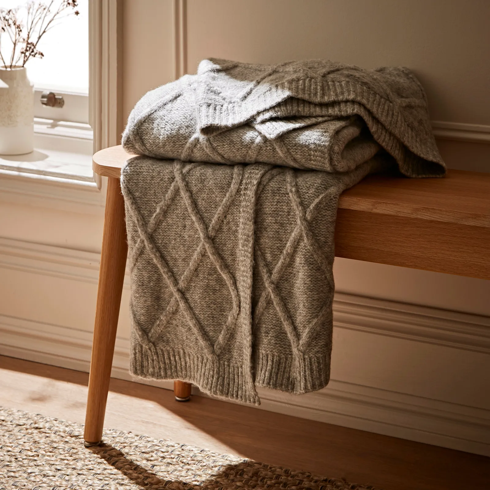 Diamond Marl Grey Throw Grey