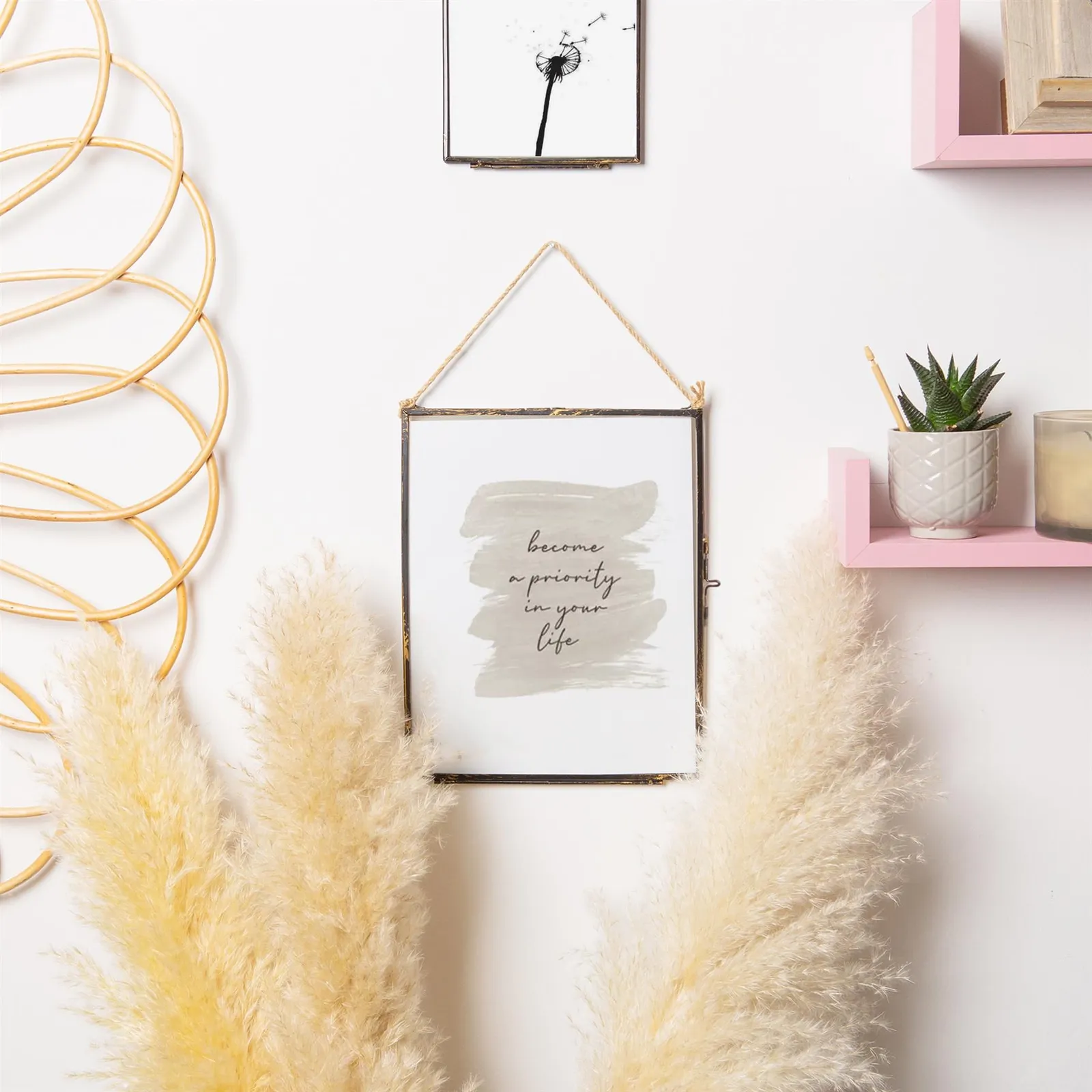 Nicola Spring 2x Hanging Metal Photo Frames - 8" x 10" - Picture Frame Wall Mounted Frame with Rope in Black 6