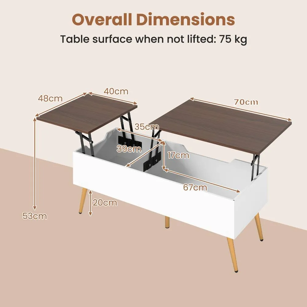 Costway Lift Top Coffee Table Center Table w/Storage Compartments-Walnut in Brown 2