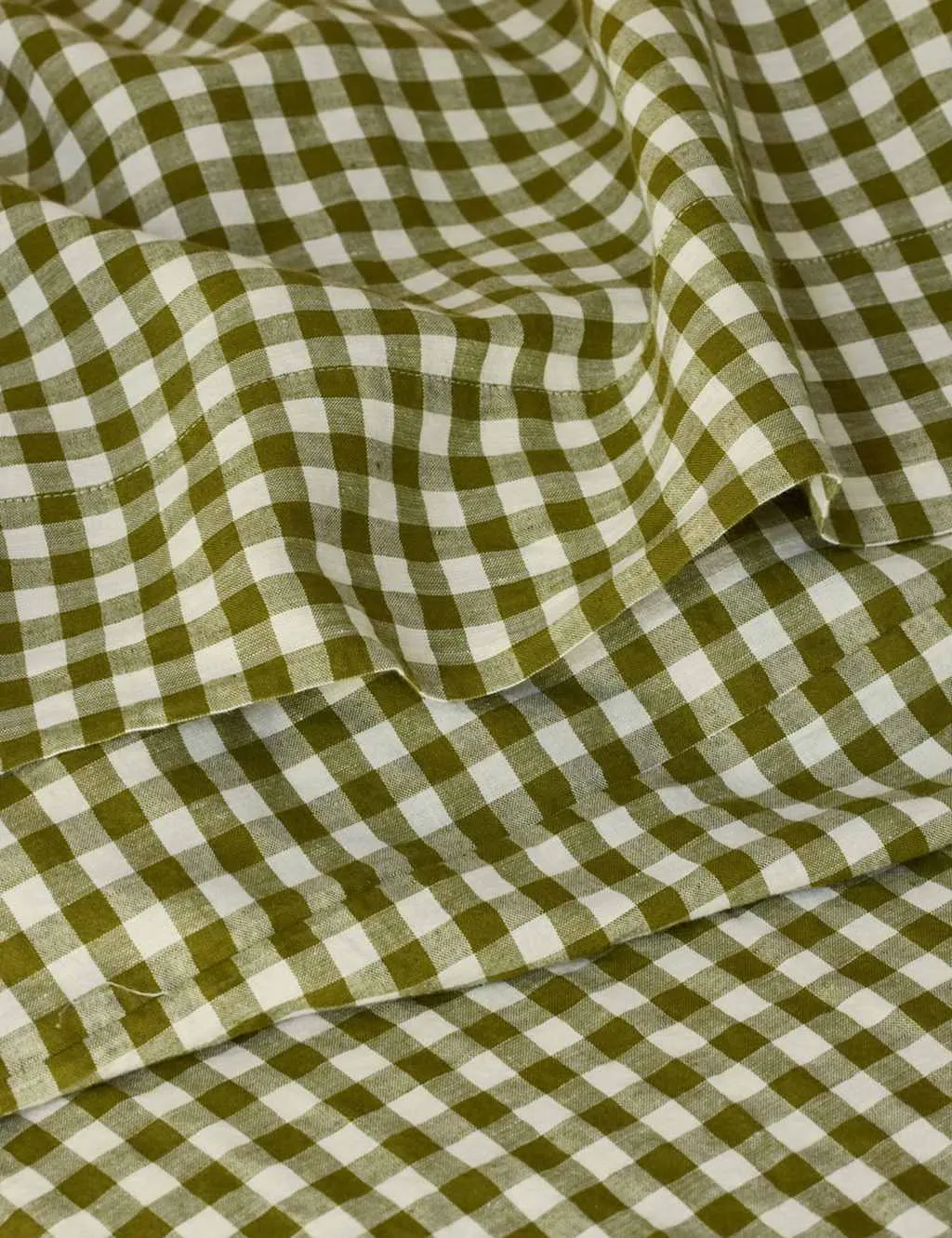Piglet In Bed Linen Rich Gingham Flat Sheet Green Mix