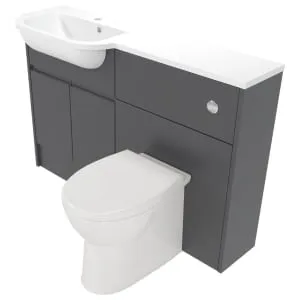 Deccado Clifton Charcoal Grey Left Hand 1200mm Slimline Fitted Vanity & Toilet Pan Unit Combination with Left Hand Basin 2