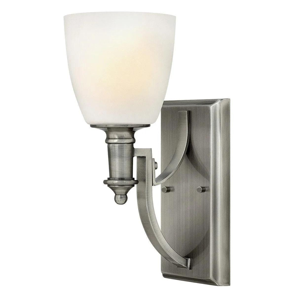 Netlighting Truman 1 Light Wall Light Antique Nickel Glass Shade E27 in Grey