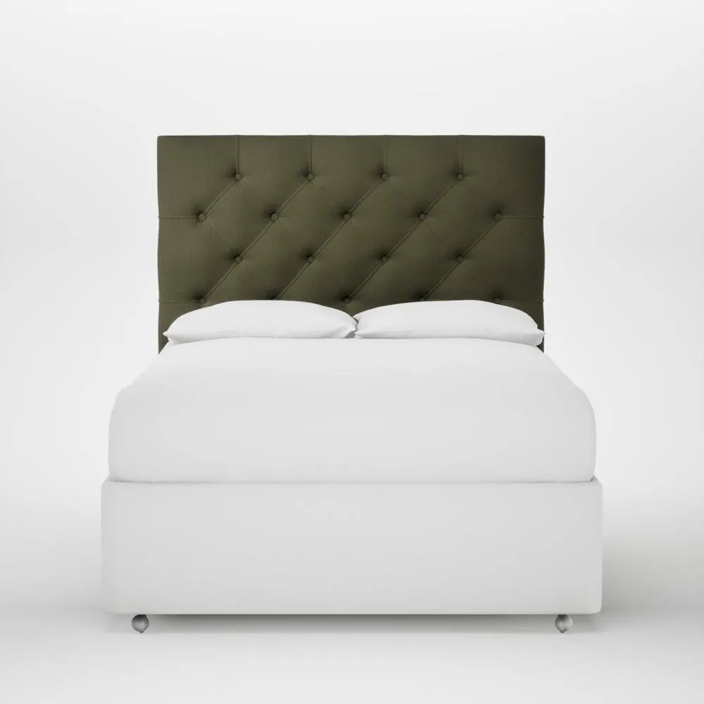 Heal's Balmoral Headboard Double Smart Cotton Linen Myrtle 2