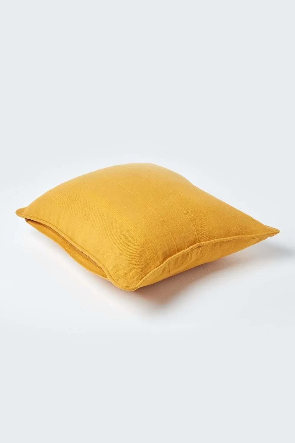 Homescapes Cotton Rajput Ribbed Cushion Cover in Mustard 3