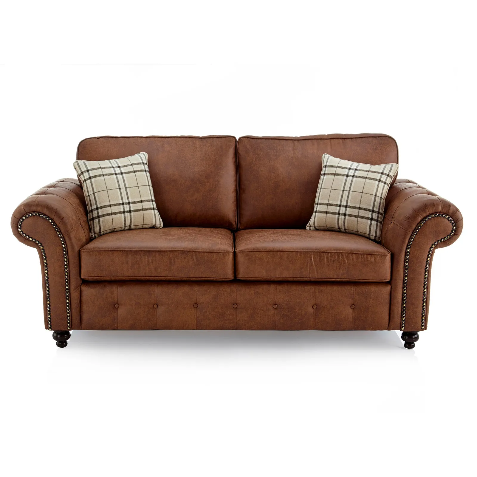 Oakland Faux Leather 3 Seater Sofa Brown