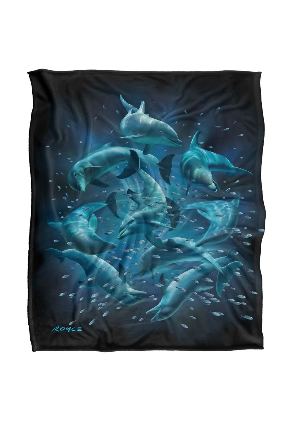 JQ Licensing Royce Mcclure Dolphin Twister Dark Water Silky Touch Super Soft Throw Blanket 152 X 127 cm in White