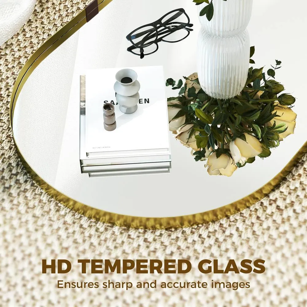 HOMCOM Wall Mirror with Elevated Aluminium Alloy Frame, 60 x 90 cm in Gold 5