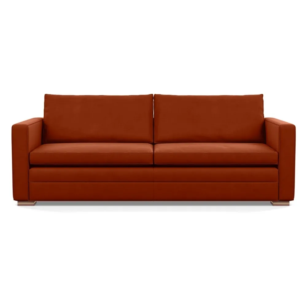 Heal's Palermo 4 Seater Sofa Nobilis Velvet Rust Brass and Walnut Feet 1