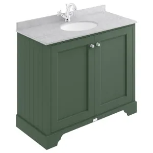 Bayswater Victrion Hunter Green Traditional Freestanding Vanity Unit & Grey Marble Top Basin - 1000mm