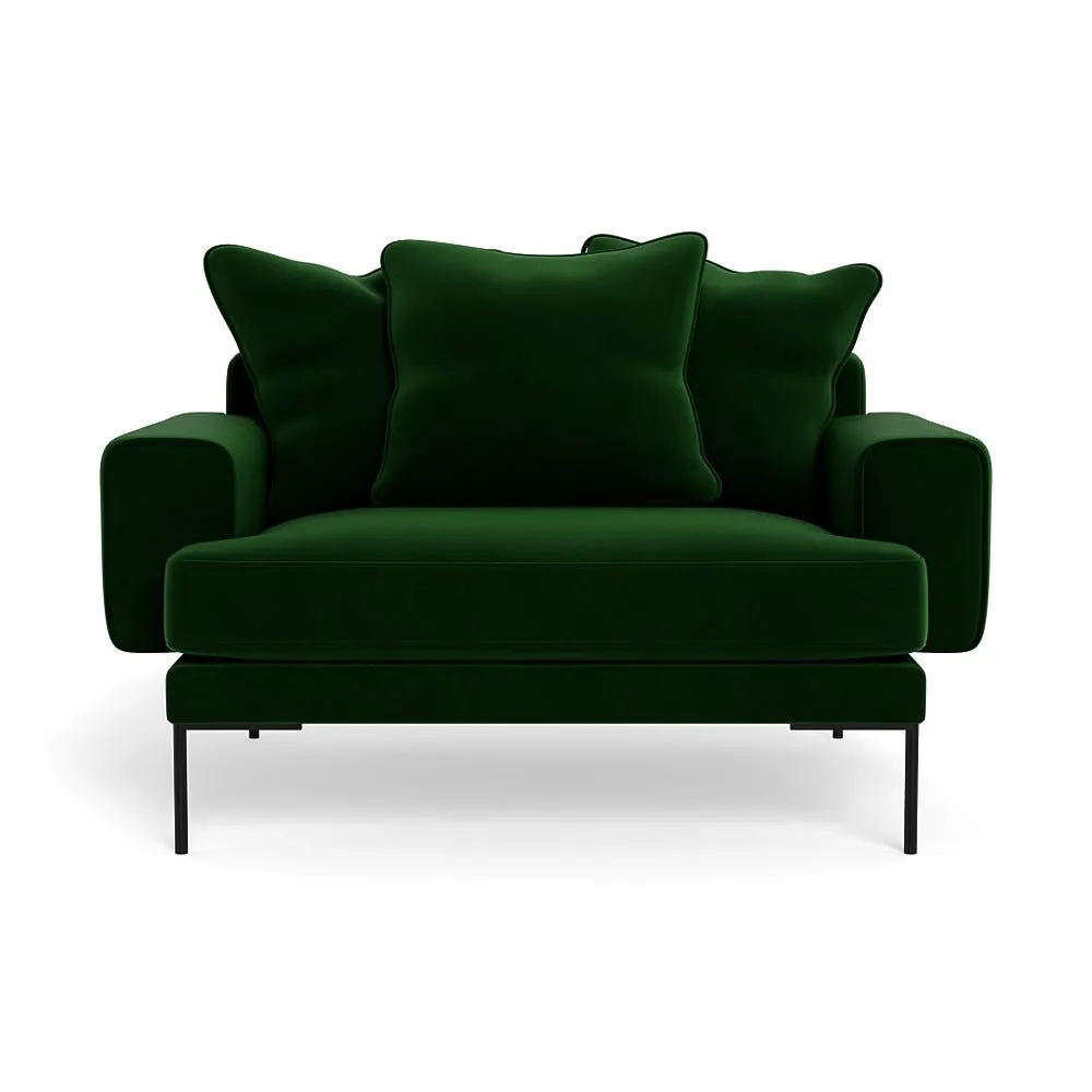 Heal's Torrington Loveseat Smart Velvet Forest Black Feet 1