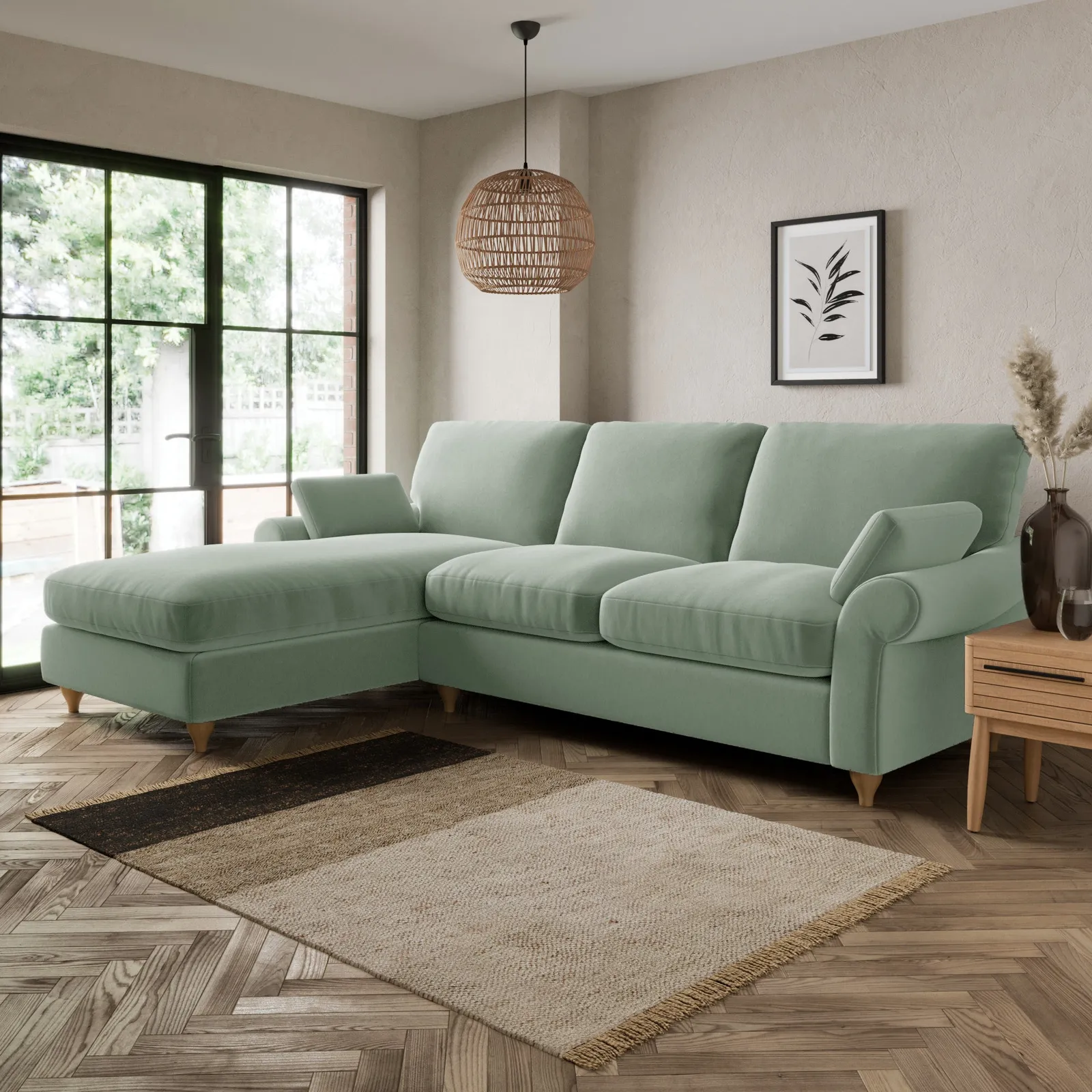 Salisbury Luxury Velvet Left Hand Corner Sofa Luxury Velvet Lilypad