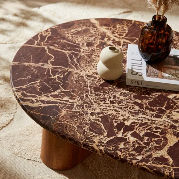Pondus Coffee Table, Real Cherry Marble and Mango Wood 2