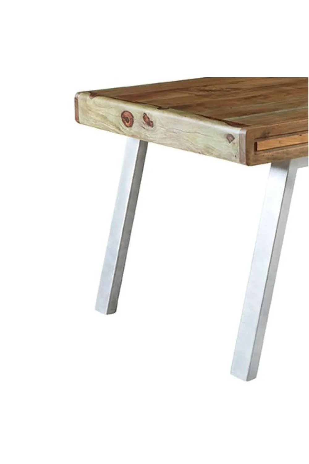IH Design Auckley Reclaimed Wood & Metal Large Dining Table in Brown 3