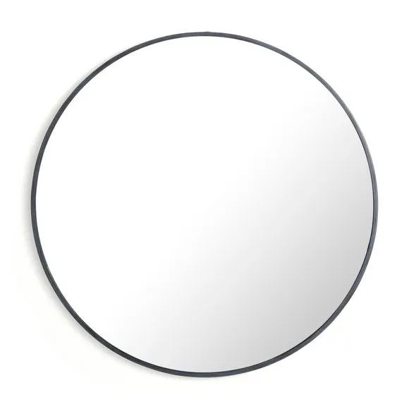 Brushed Metal Effect Pewter Grey Round Wall Mirror 3