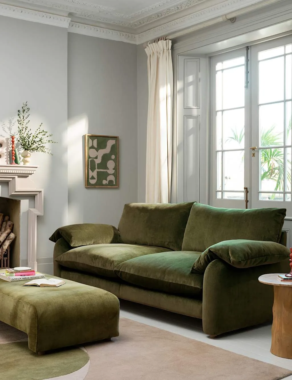 BARKER AND STONEHOUSE Orson Chenille Extra Large 3 Seater Sofa Green