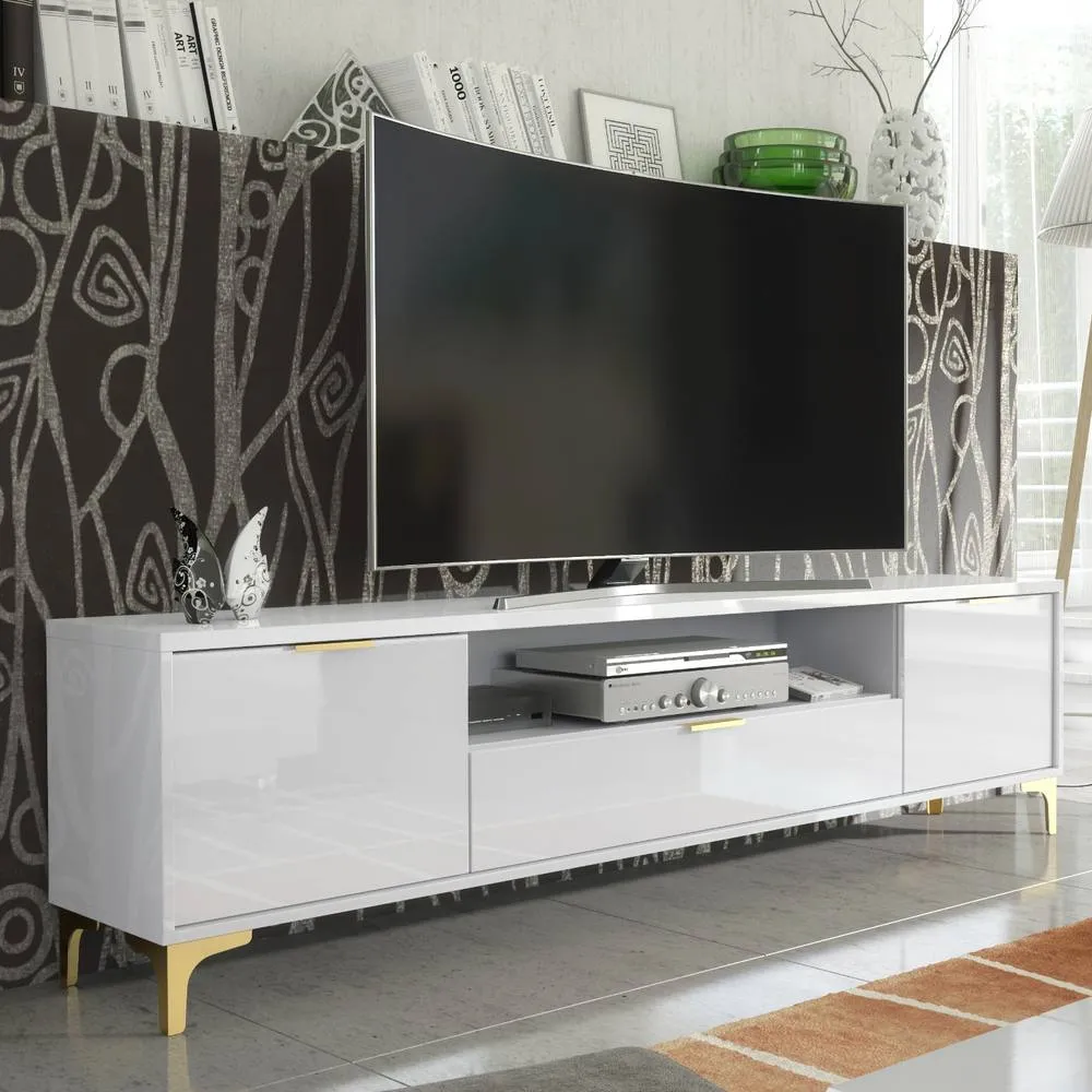 Creative Furniture Goldline Gloss TV Unit 200cm - Glossy White