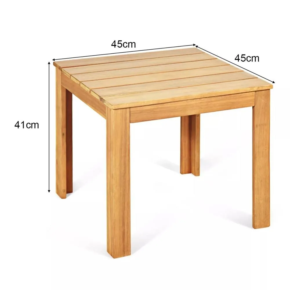 Costway Outdoor Acacia Wood Side Table Patio Square End Table with Oil Finished in Natural 2