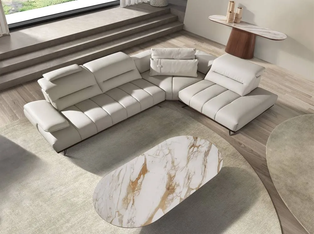 Angel Cerda Porcelain Marble & Walnut HalfRound Oval Console 4