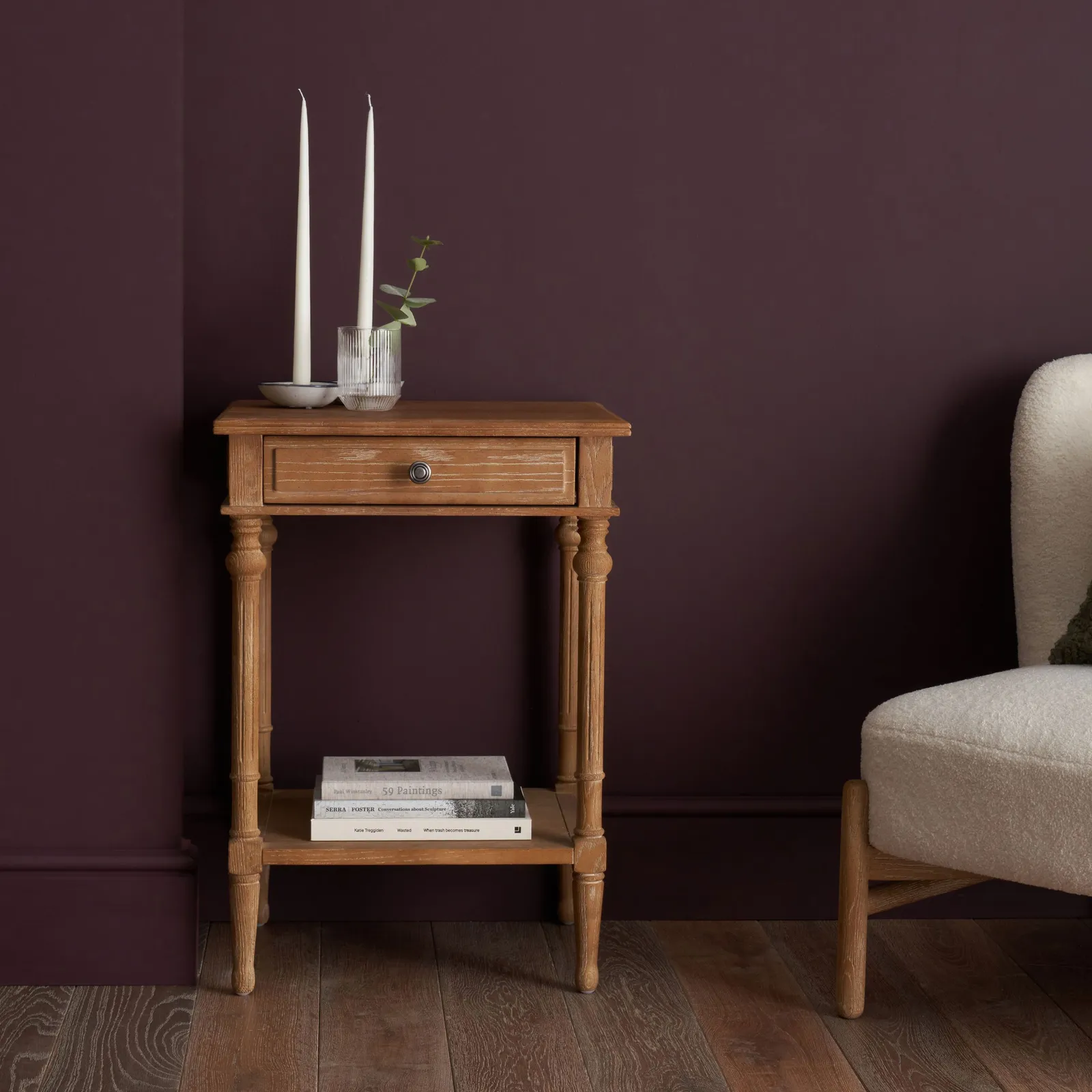Emporium Turned Leg Bedside, Weathered Oak