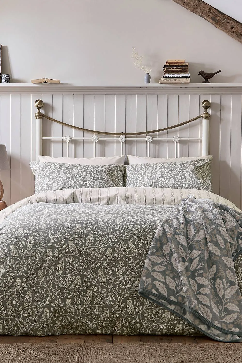 Helena Springfield 'Owls' Cotton Duvet Cover Set in Silver