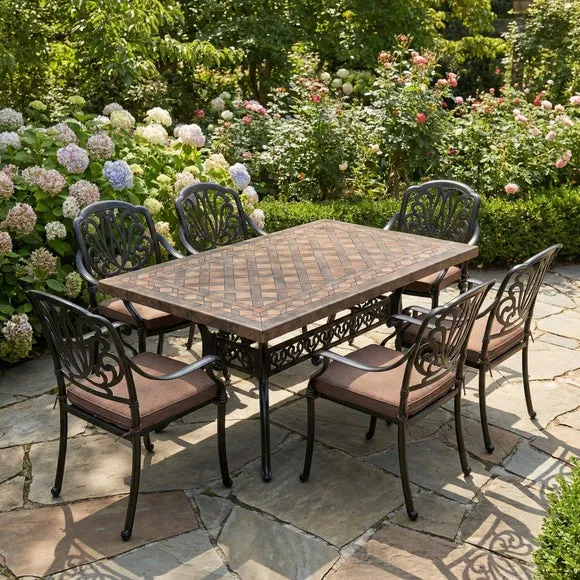 Roselane Rectangular Table with 6 Florendale Chairs