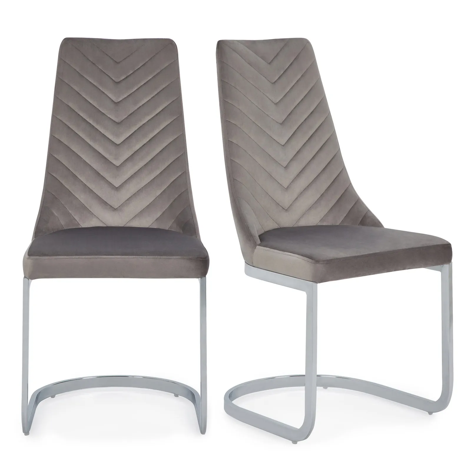 Nova Set of 2 Dining Chairs Grey Brushed Velvet Grey