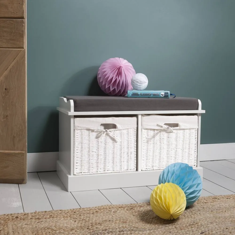 Nöa and Nani Stockholm Storage Bench with 2 Baskets in White 3