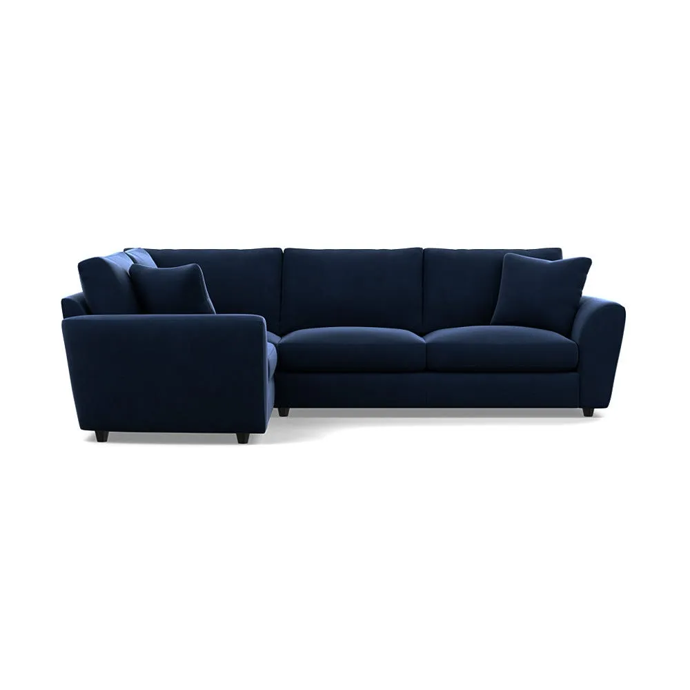 Heal's Snooze Left Hand Facing Corner Sofa Smart Velvet Dusk Black Feet 1