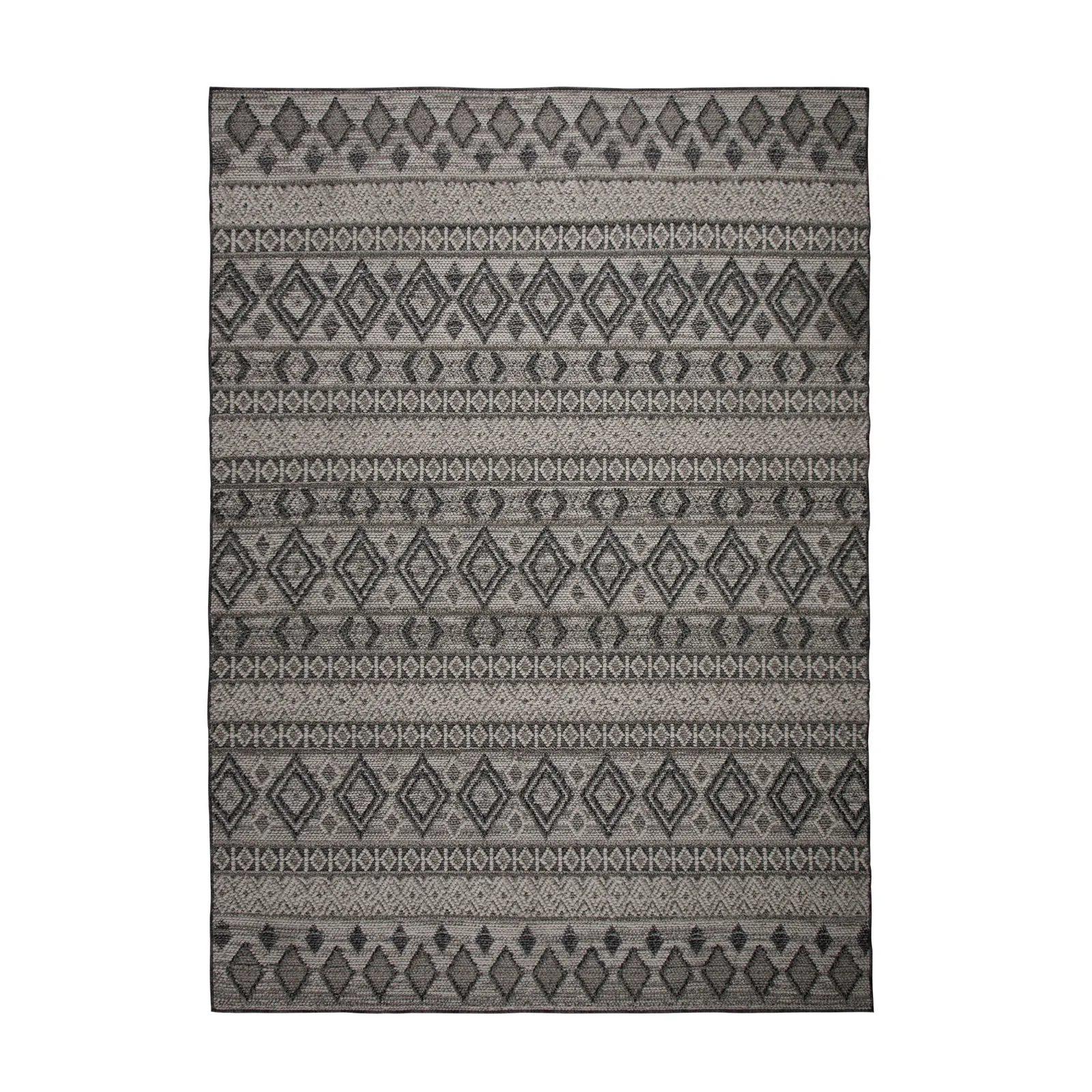 Herne Geometric Rug Grey, Beige and White