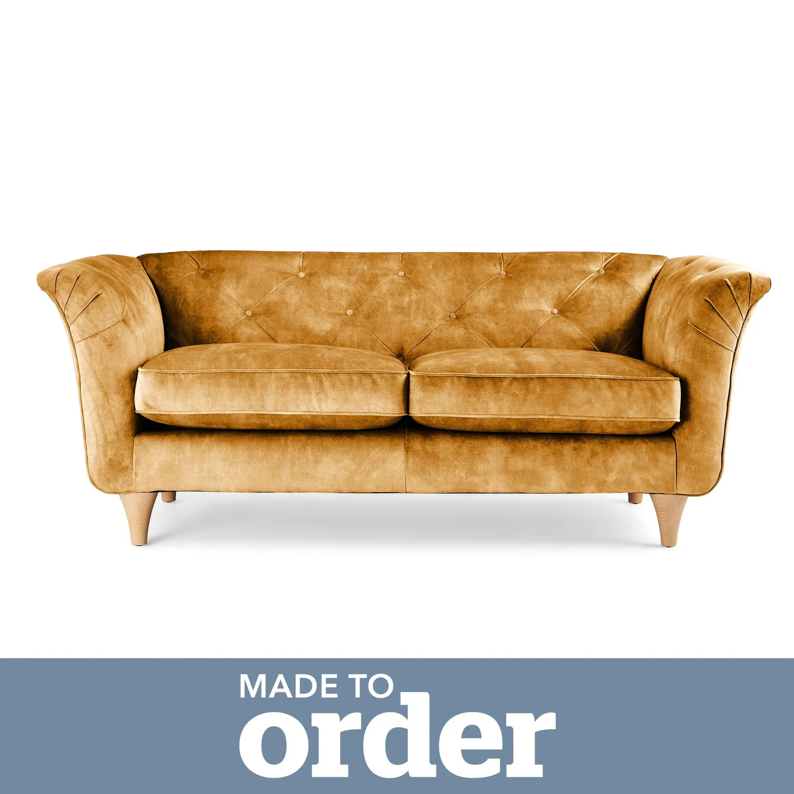 Jaipur 2 Seater Sofa Slub Velvet Slub Velvet Mustard
