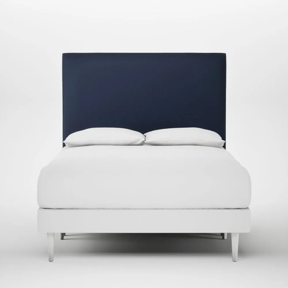 Heal's Newman Headboard Lift Storage Double Smart Cotton Linen Indigo