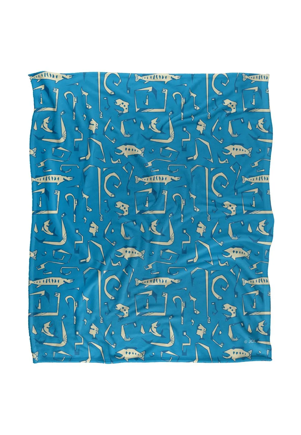 JQ Licensing Jl-Jp Fishing Hooks Silky Touch Super Soft Throw Blanket 152 X 127 cm in White