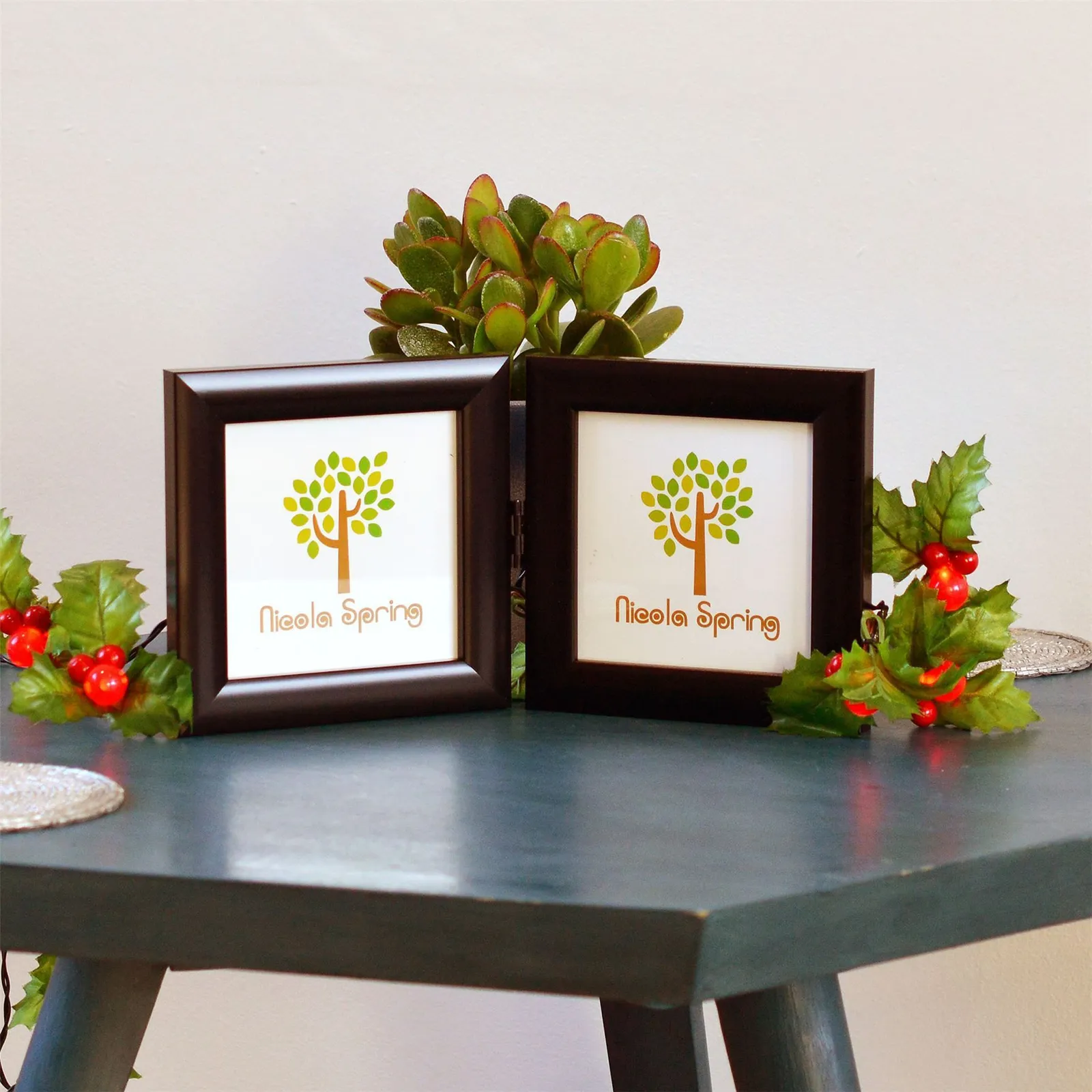 Nicola Spring Folding 2 Photo Frame - 4 x 4" - Pack of 1 in Black 4