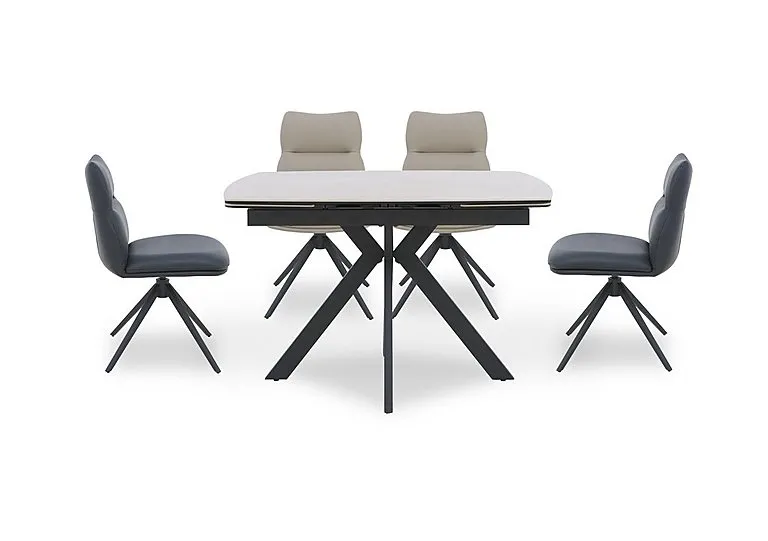 Quattro Extending Draw Leaf Table and 4 Swivel Dining Chairs - Taupe
