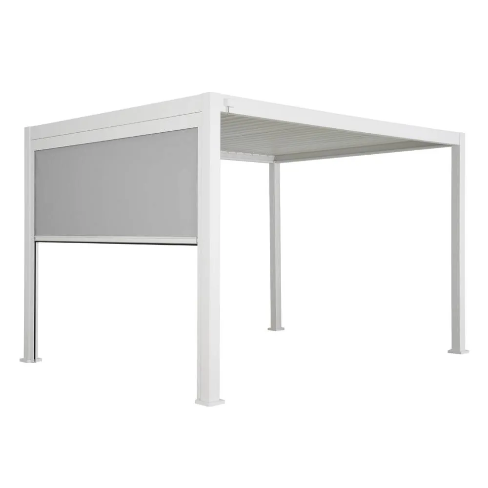 sweeek Louvered pergola aluminium 4 x 3m & 3m blind in White 4