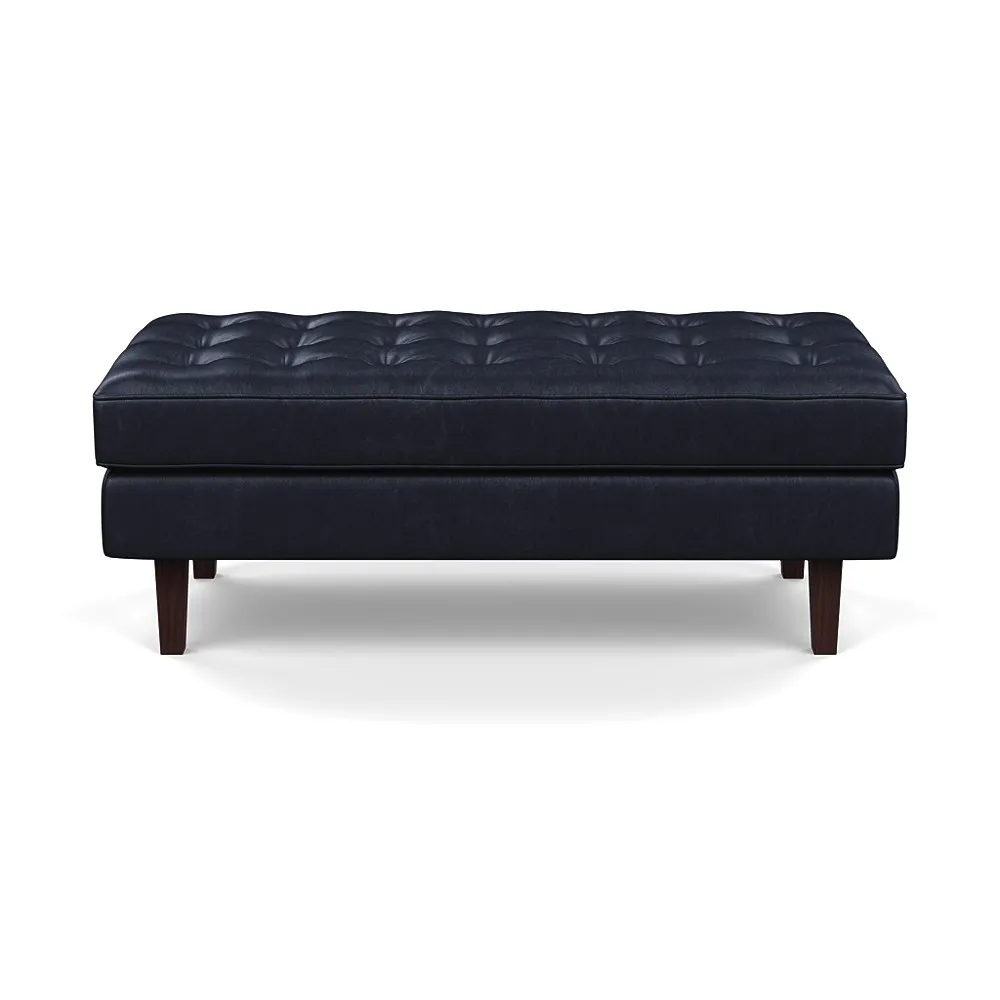 Heal's Hepburn Ottoman Stonewash Leather Black 263 Wenge Feet