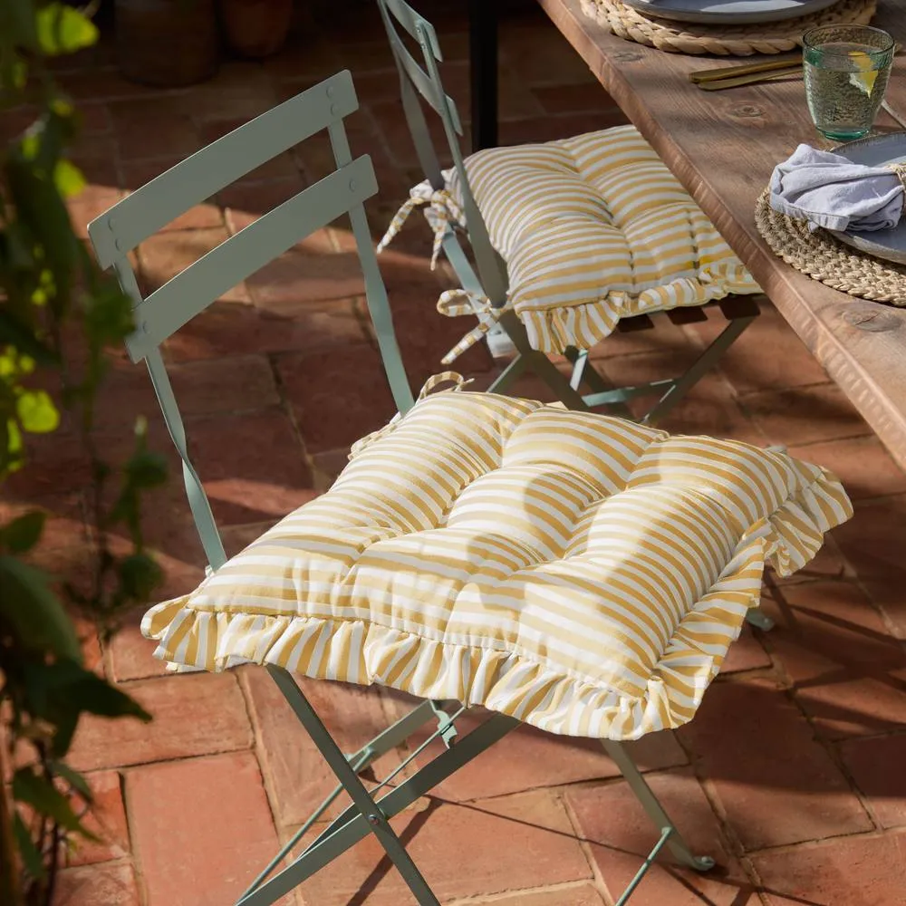 Wylder Millie Ruffle 2 Pack Indoor/Outdoor Seat Pads in Yellow