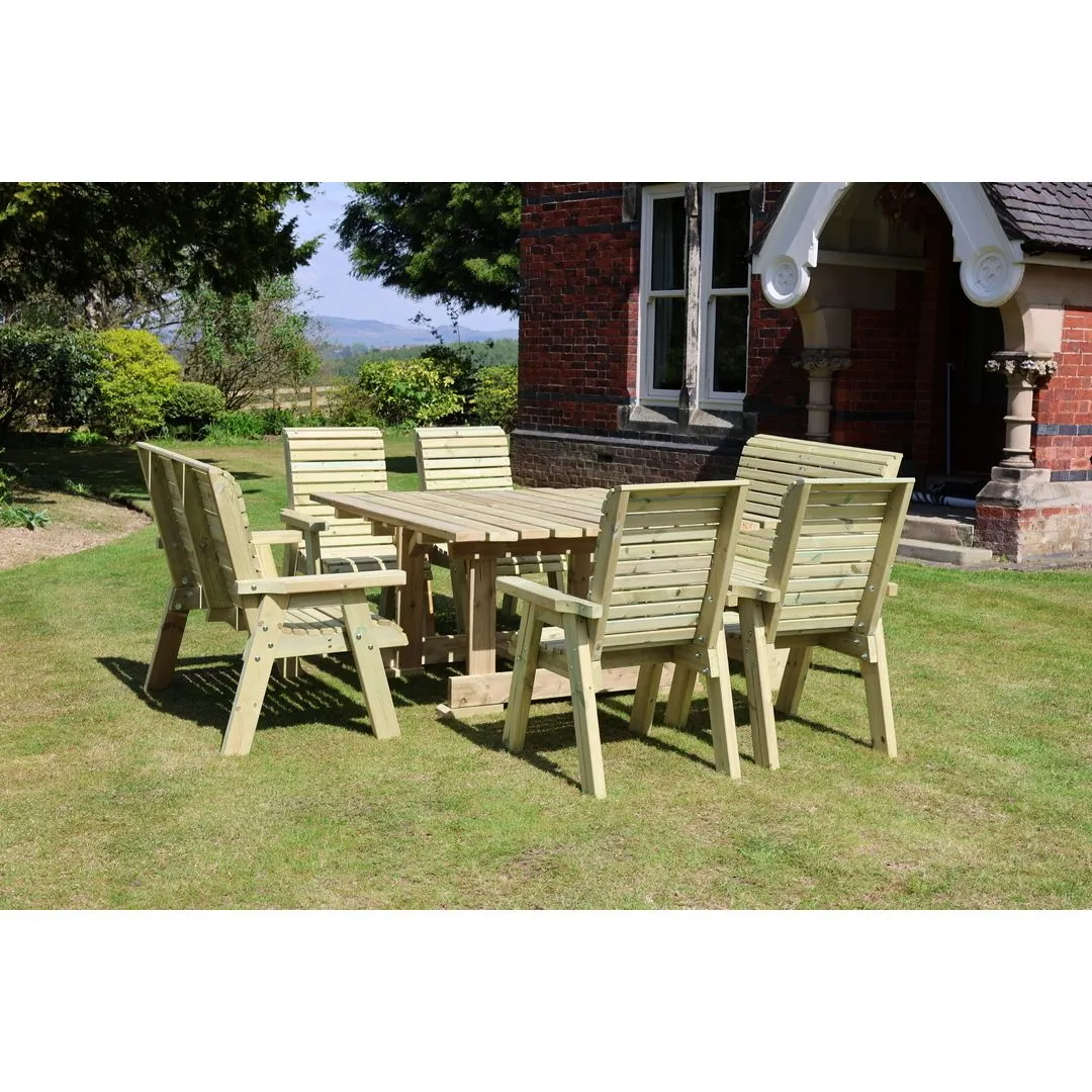 Churnet Valley Garden Furniture Ltd Ergo Square Table with 2 Bench & 4 Chairs - Min. Assembly Required in Brown 5