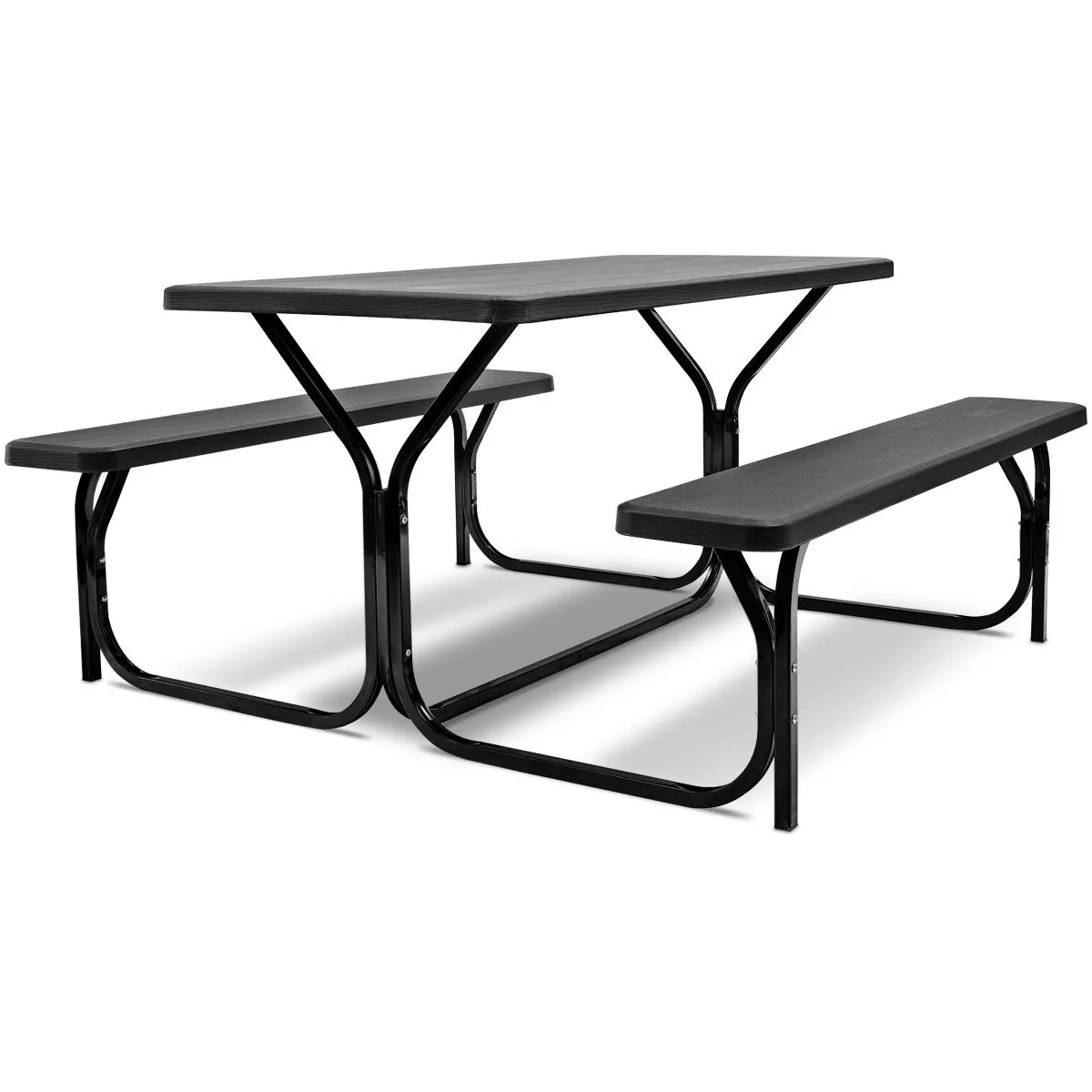Costway Outdoor Picnic Table Bench Set Garden Dining Table & Bench Sets in Black 4