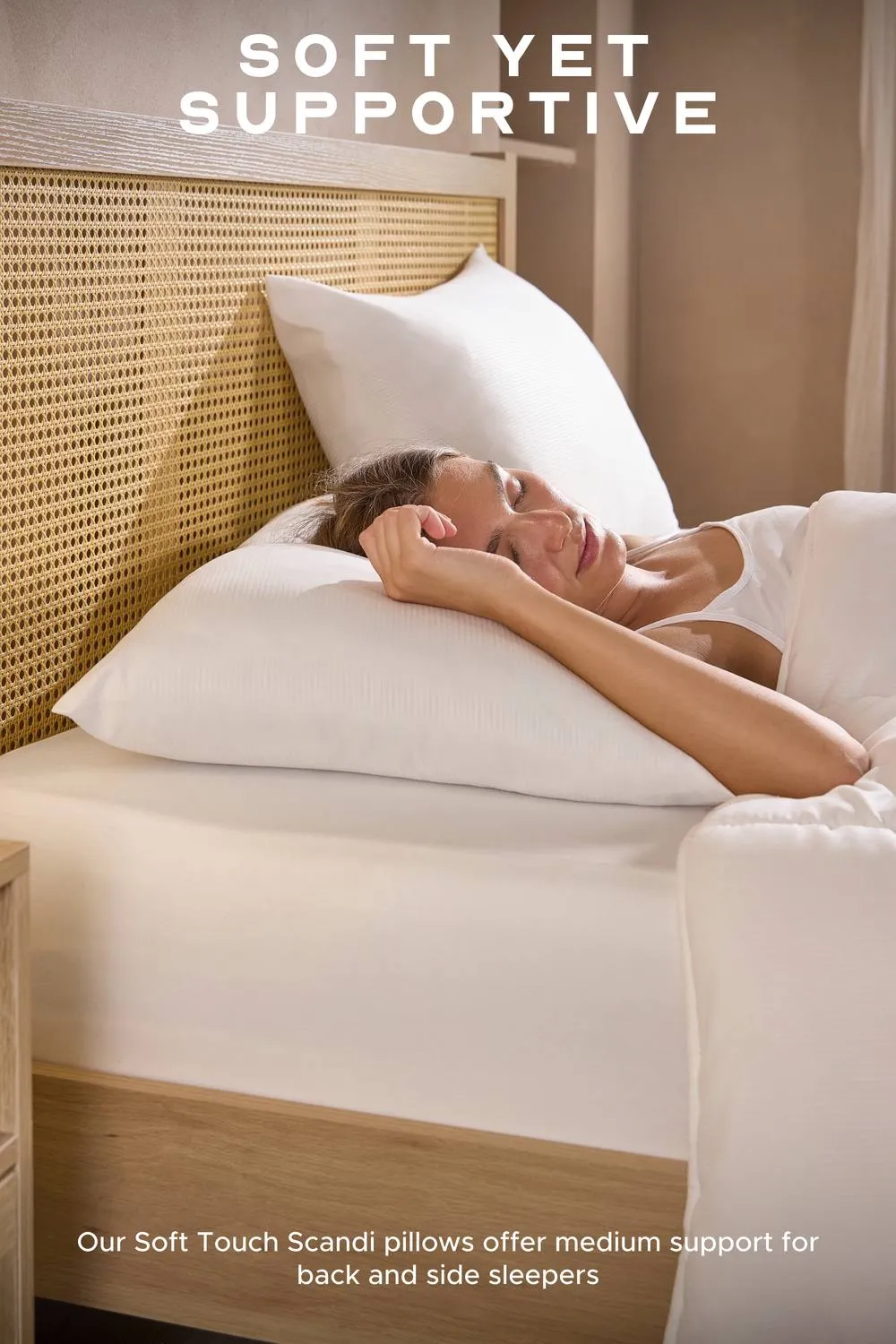 Snuggledown 2 Pack Scandi Soft Touch Medium Back Sleeper Pillow in White 2