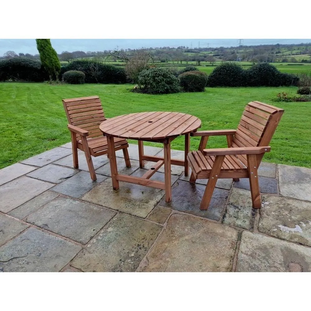 Churnet Valley Garden Furniture Ltd Valley 2 Seat Round Set 2XC - Timber - Minimal Assembly Required in Brown 4