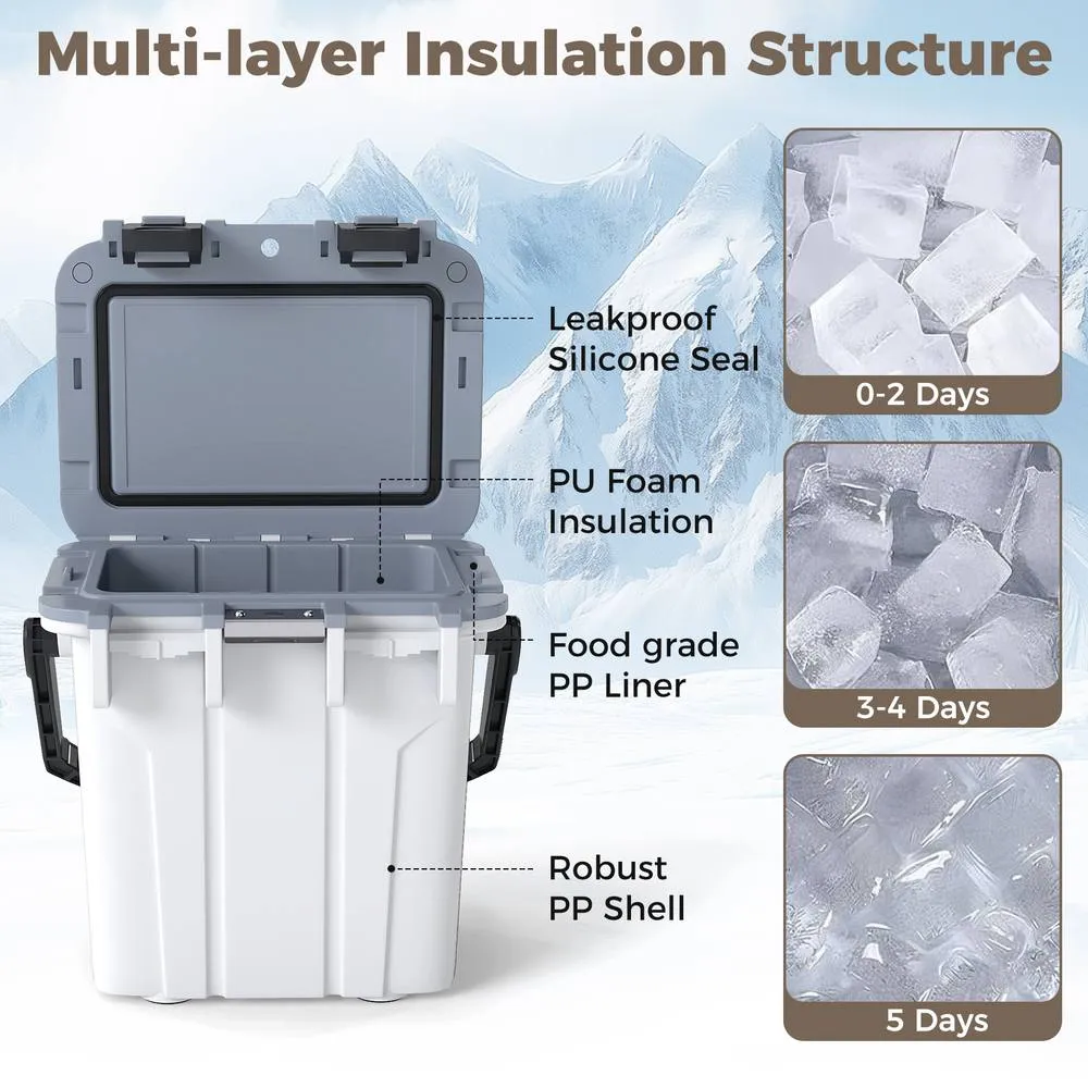 Costway Ultra-Light Injection Molded Cooler 20L Hard Ice Chest in White 2