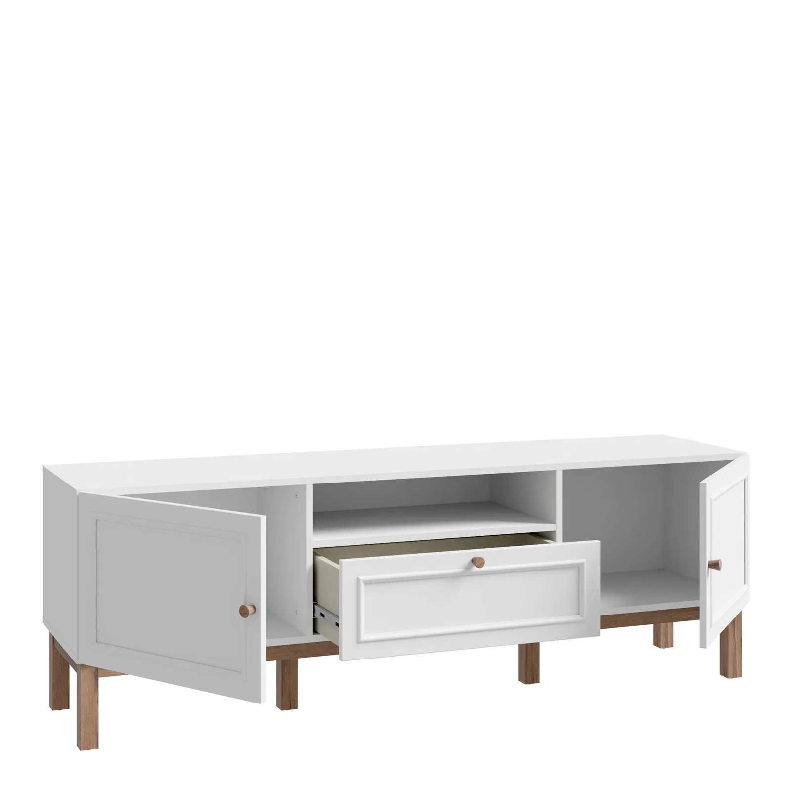 Furniture To Go Wensley 2 Door 1 Drawer TV Unit in Light Grey & Oak 3