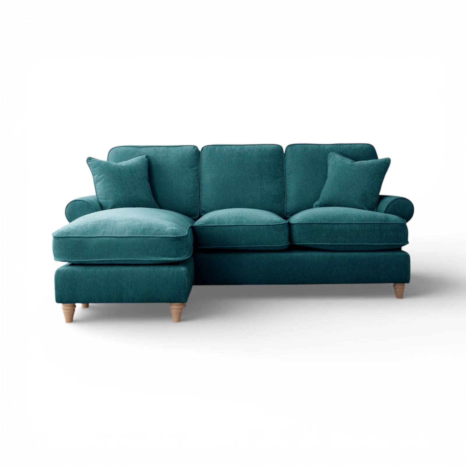 The Great Sofa Company Ezra Left Hand Velvet Chaise Sofa - Scroll Arm in Emerald 2